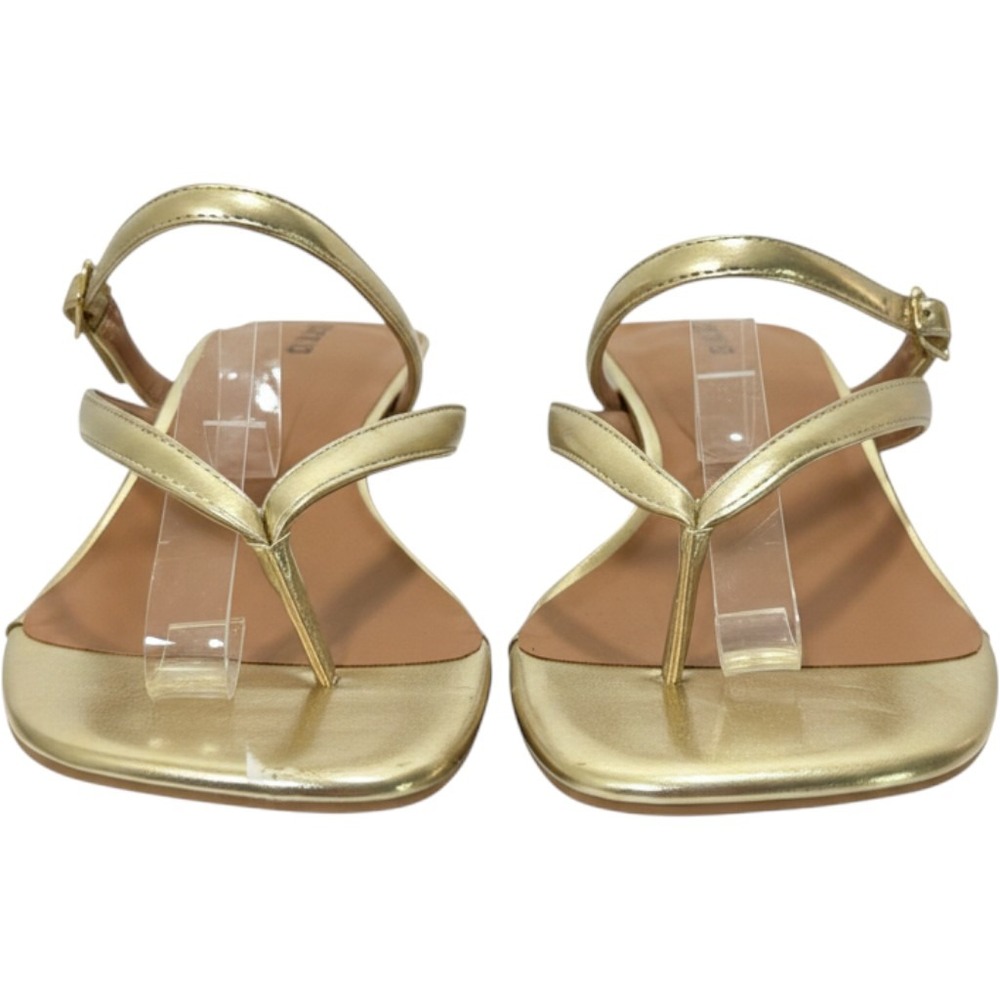 Torrid Womens Gold Metallic Strappy Kitten Heel Thong Sandals Square Toe 11WW